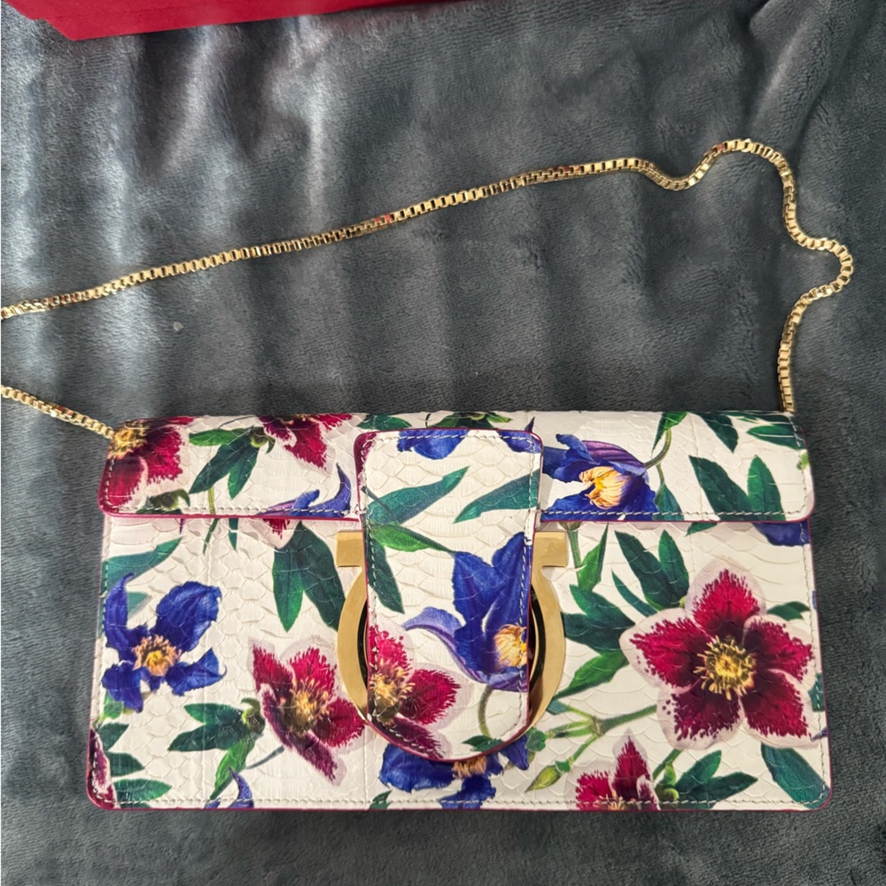 Salvatore Ferragamo Floral Reptile Bag/Clutch